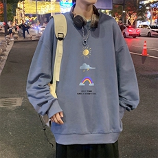 S6141-P28加绒款-P33秋季圆领卫衣男大码韩版宽松长袖外套，男装卫衣，电商A040