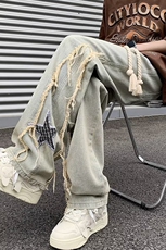 美式高街刺绣牛仔裤男潮牌个性显高休闲裤G192/P48，男装牛仔裤，电商D202-1