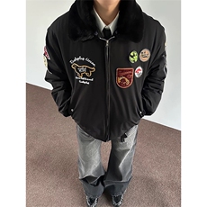 网图有货翻领休闲户外工装夹克男女贴布刺绣棒球服A1222-P105，男装夹克，星座1505
