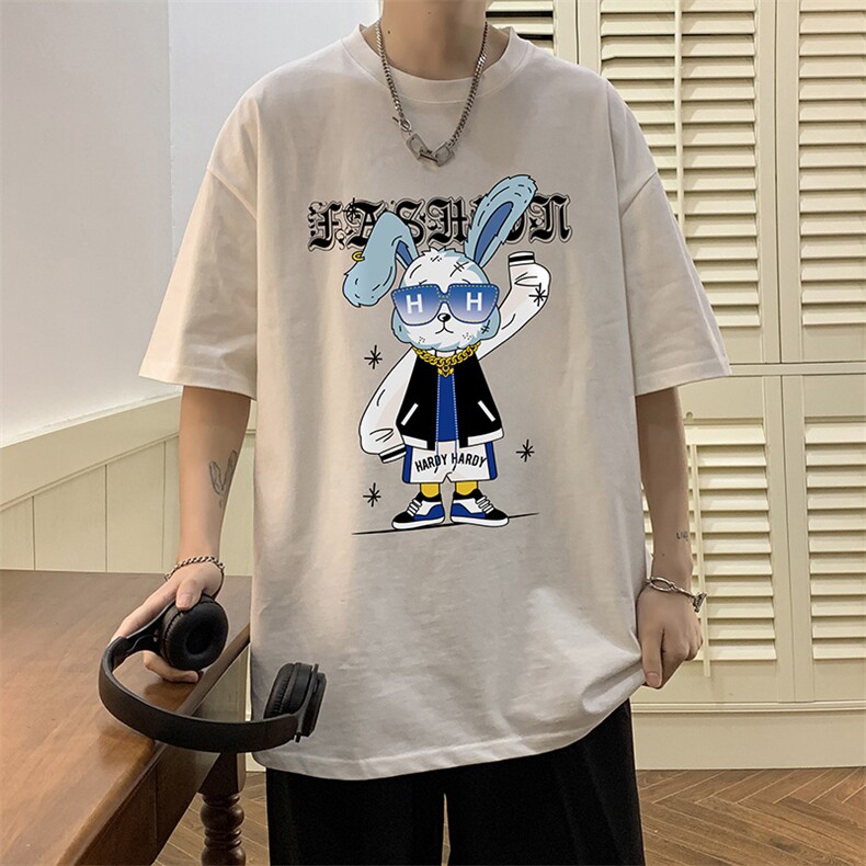 高品质夏季潮流印花短袖圆领T恤宽松大码休闲上衣A161-T9023-P25图片