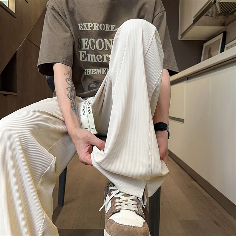 X2395-TP35控价58 夏季2024冰丝裤休闲垂感肌理纹开叉裤子男图片