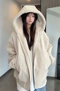 荔枝纹PU皮衣棉服男款冬季加绒加厚座山雕连帽外套美式毛领棉衣女图片