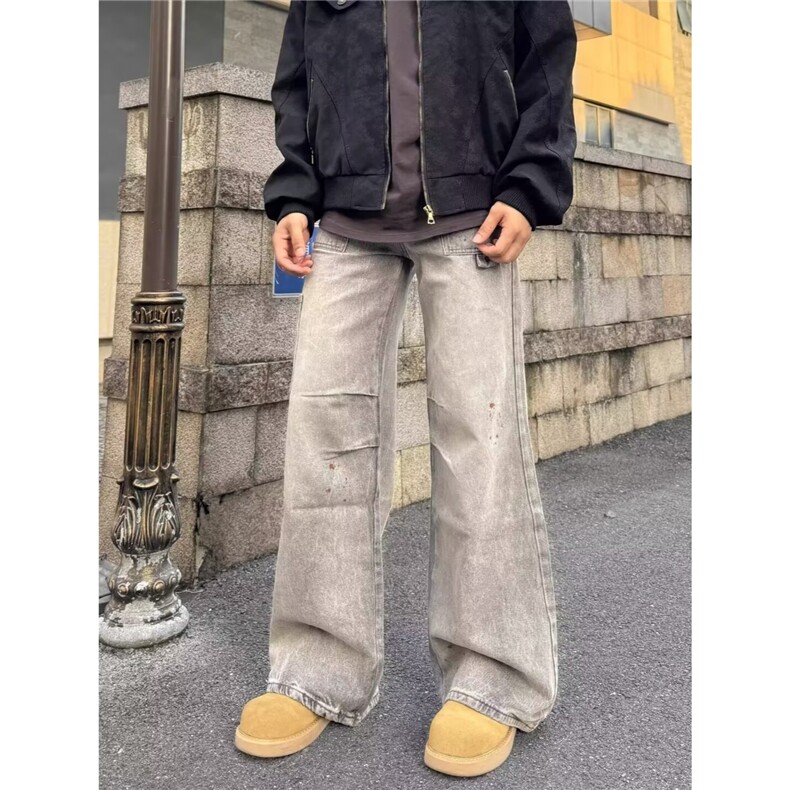 美式棕色休闲牛仔裤男女秋季潮复古牛仔裤男秋季新款潮牌重磅裤子,男装牛仔裤,星座506A