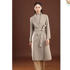 秋冬季纯山羊绒保暖个性翻领简约高级感长款羊绒大衣，女装羊绒大衣，卓冠羊绒