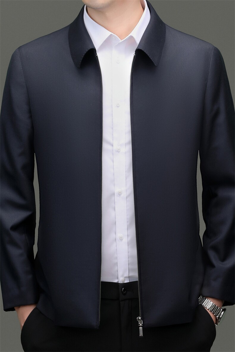 XL-N82203秋冬新款男士夹克翻领商务休闲领导服男装纯色羊毛外套,男装夹克,电商B360
