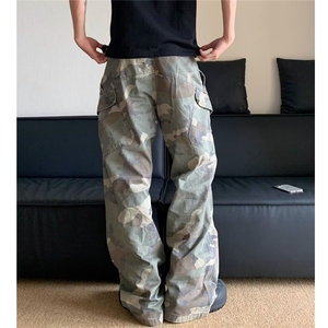 美式迷彩工装裤男修身直筒hiphop裤子男高街vibe微喇叭裤图片
