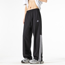 美式运动条纹卫裤男春秋宽松垂感高街大码直筒休闲裤YD25506/P35，男装休闲裤，电商B316