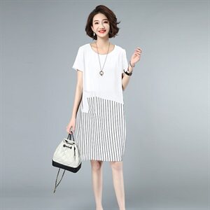 2021夏款新款拼接大码女装连衣裙233款图片