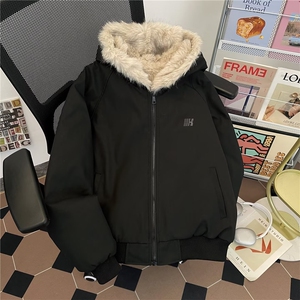 棉服毛毛男女韩版潮流连帽帅气2025冬季ins外套MF367-P95图片