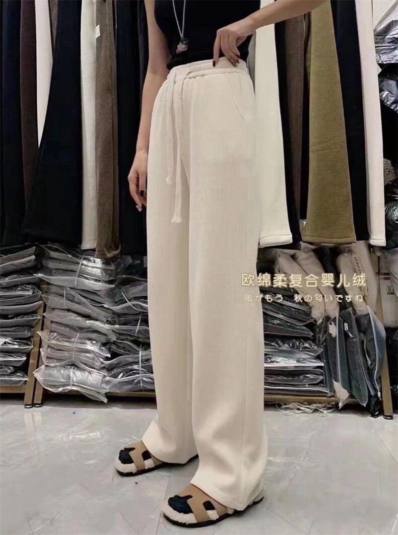 冬季新款复合加厚婴儿绒休闲阔腿裤，其它，AT(2F)