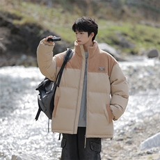 冬季青少年灯芯绒立领拼接外套休闲百搭面包服棉服5302-P78，男装棉衣，电商B306
