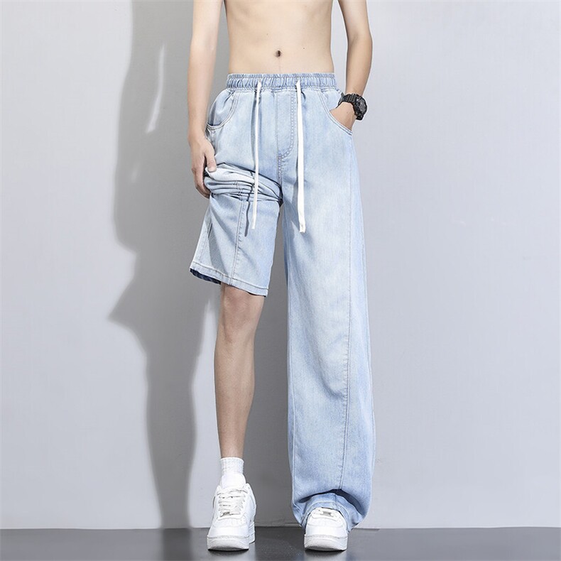 夏季新款莱赛尔薄款松紧宽松直筒裤K2558P55,男装牛仔裤,电商D325