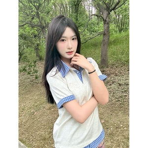 H0909-P40推荐#原版出货+刺绣修身显瘦假两件短袖T恤图片