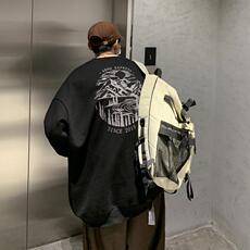 潮牌文艺圆领宽松情侣长袖打底衫上衣服束口T恤卫衣Y46-P38网图，男装T恤，电商B245