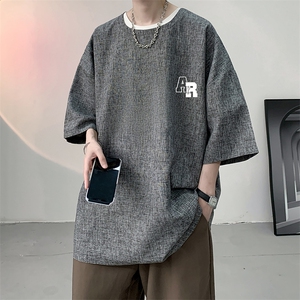 风复古亚麻短袖男棉麻t恤男半袖 ZT71369-P35图片