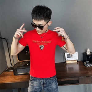 312A-7303-P35 新款社会小伙短袖T恤修身男士潮流半袖体恤G图片
