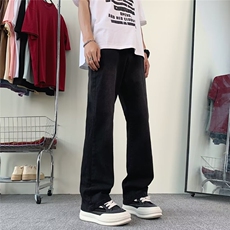 美式vibe裤子男款夏季修身显瘦痞帅牛仔裤微喇直筒裤GN066-p33，男装牛仔裤，星座1008