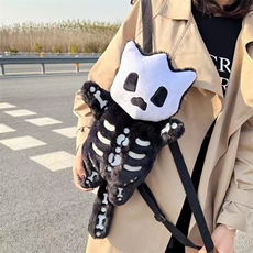 琪琪毛绒玩具 黑色小鬼骷髅包