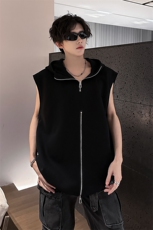 405A美式高阶连帽背心金属拉链设计坎肩T恤T2511-P45控68，男装T恤，星座405A