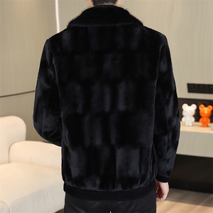 冬季加厚仿水貂绒男士翻领大码毛呢夹克外套X206-P85图片