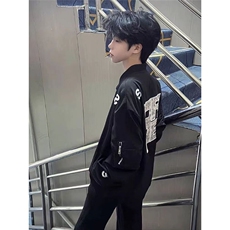 潮美式oversize字母刺绣飞行夹克男春秋新款设计感情侣装棒球服，男装夹克，星座1210-1