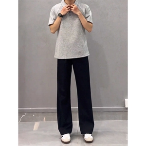 1506/QBF3740/P36黑色垂感西裤男款潮牌高级感直筒休闲西装裤图片