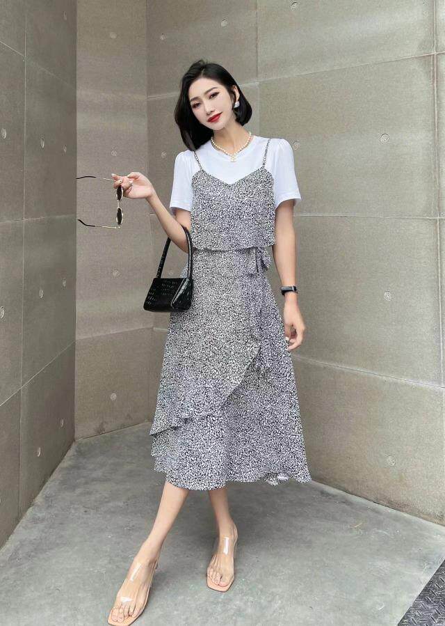 [现货]碎花连衣裙，气质显瘦，两色、四个尺码，女装连衣裙，依柏璐(1F)