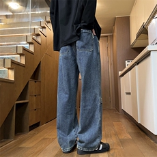 美式潮牌大口袋牛仔裤男士宽松直筒春季垂感休闲长裤子J8073-P45，男装牛仔裤，星座509
