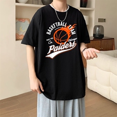 新款夏季男装纯棉短袖T恤落肩款印花时尚休闲宽松上衣，男装T恤，星座1013