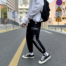 印花字母卫裤男潮流宽松纯棉休闲九分裤情侣收口运动裤K1284-P38，男装休闲裤，星座512-2