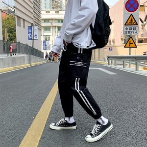 印花字母卫裤男潮流宽松纯棉休闲九分裤情侣收口运动裤 K1284-P38图片