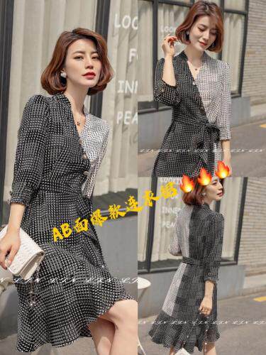 AB面收腰连衣裙，女装连衣裙，莲佳妮