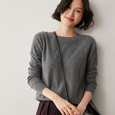 2024年新色系100衫女宽松针织打底衫圆领长袖毛衣基础百搭，女装羊毛衫，蒂暖羊绒