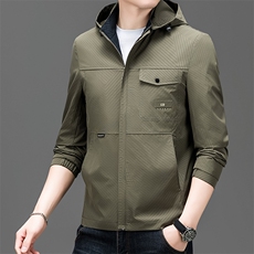 男士春季夹克男装连帽中年商务休闲纯色茄克衫上衣服BSNA802-P120，男装夹克，星座1105-3