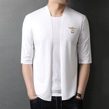 QLM88300夏季男士休闲半袖无缝工艺纯色青年t恤薄款开衫P66图片