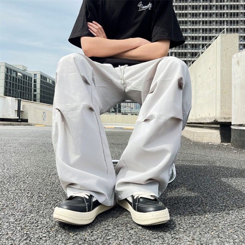 美式褶皱伞兵工装裤男女潮牌宽松阔腿弯刀裤速干休闲裤K6466-P36图片