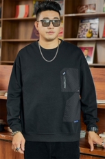 M-8XL秋季大码胖男生时尚休闲拼接圆领卫衣男79，男装卫衣，星座209