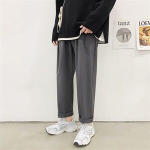 港风宽松复古休闲裤男士秋季潮流个性直筒裤K859-P45图片