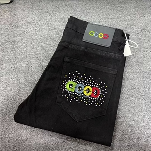 1506-1/G3030/P44秋季新款中腰修身直筒百搭弹力刺绣牛仔裤,喂奶期穿搭套装夏季图片