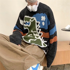时尚套头宽松针织衫圆领秋季毛衣喷火龙毛衣M644P40，男装针织衫/毛衣，星座1116-2