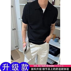 老钱风穿搭杏色短袖Polo衫男夏季轻薄高级感商务修身有领半袖T恤，男装T恤，星座506A