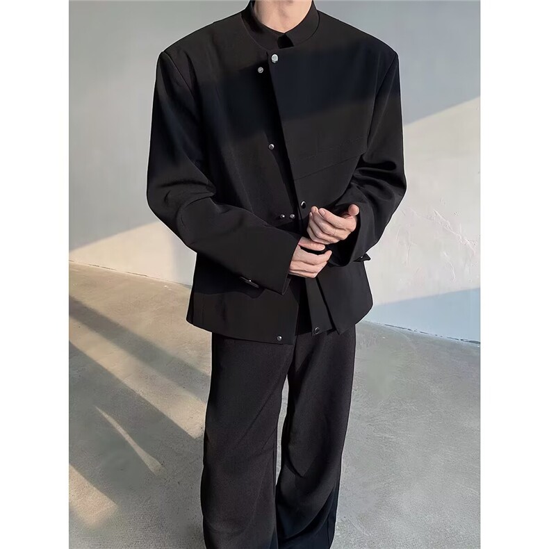 W11045-P78网图现货春新中式立领西服外套解构斜门襟设计感夹克,男装夹克,星座1608