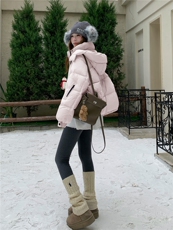 现货新款东大门加厚保暖羽绒服百搭连帽面包服女装外套，女装羽绒服，然然