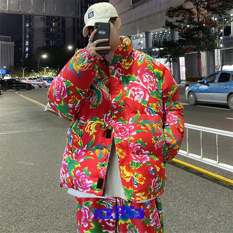 Y99男女休闲花衣服外套冬季保暖防寒面包衣服风大码汉服土潮,男装棉衣,星座115A(原星座507）