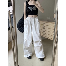 AK2431-P50美式复古宽松工装裤女春夏显瘦潮流阔腿休闲长裤子，女装休闲裤，星座617A-2