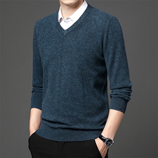 Z2479冬季新款男式v领全羊毛加厚鸡心领针织衫保暖打底衫P162，男装针织衫/毛衣，电商B360
