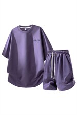 夏季美式潮牌发泡印花短袖T恤休闲短裤两件套装TZ888115特P45控88，男装牛仔裤，电商A309