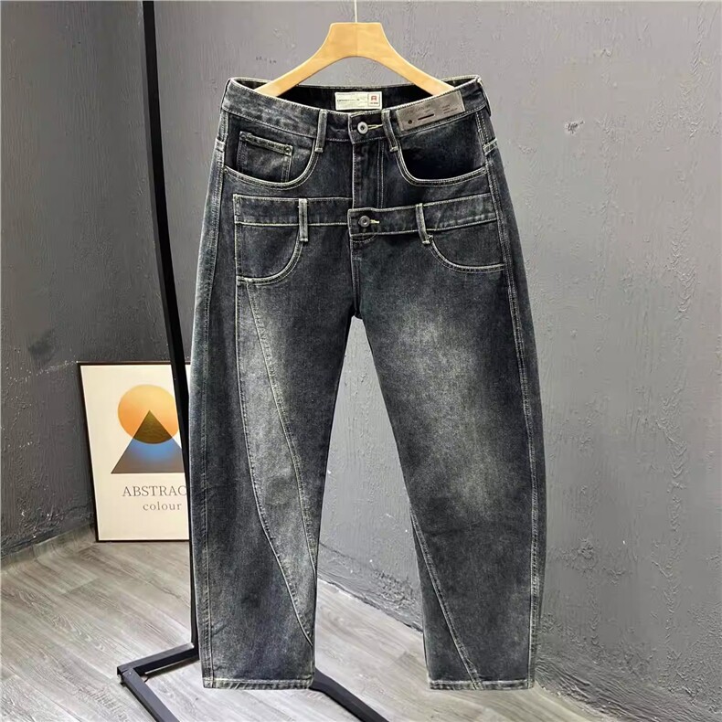 1506/QA6700/P56牛仔裤男生痞帅潮流哈伦裤水洗百搭宽松休闲图片