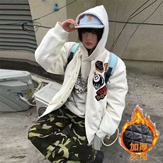 美式高街棉服男女冬季加厚宽松情侣棒球服夹克外套WYA235，男装夹克，星座516A