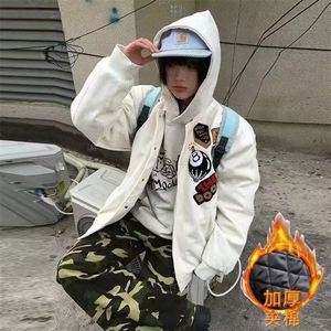 美式高街棉服男女冬季加厚宽松情侣棒球服夹克外套WYA235图片